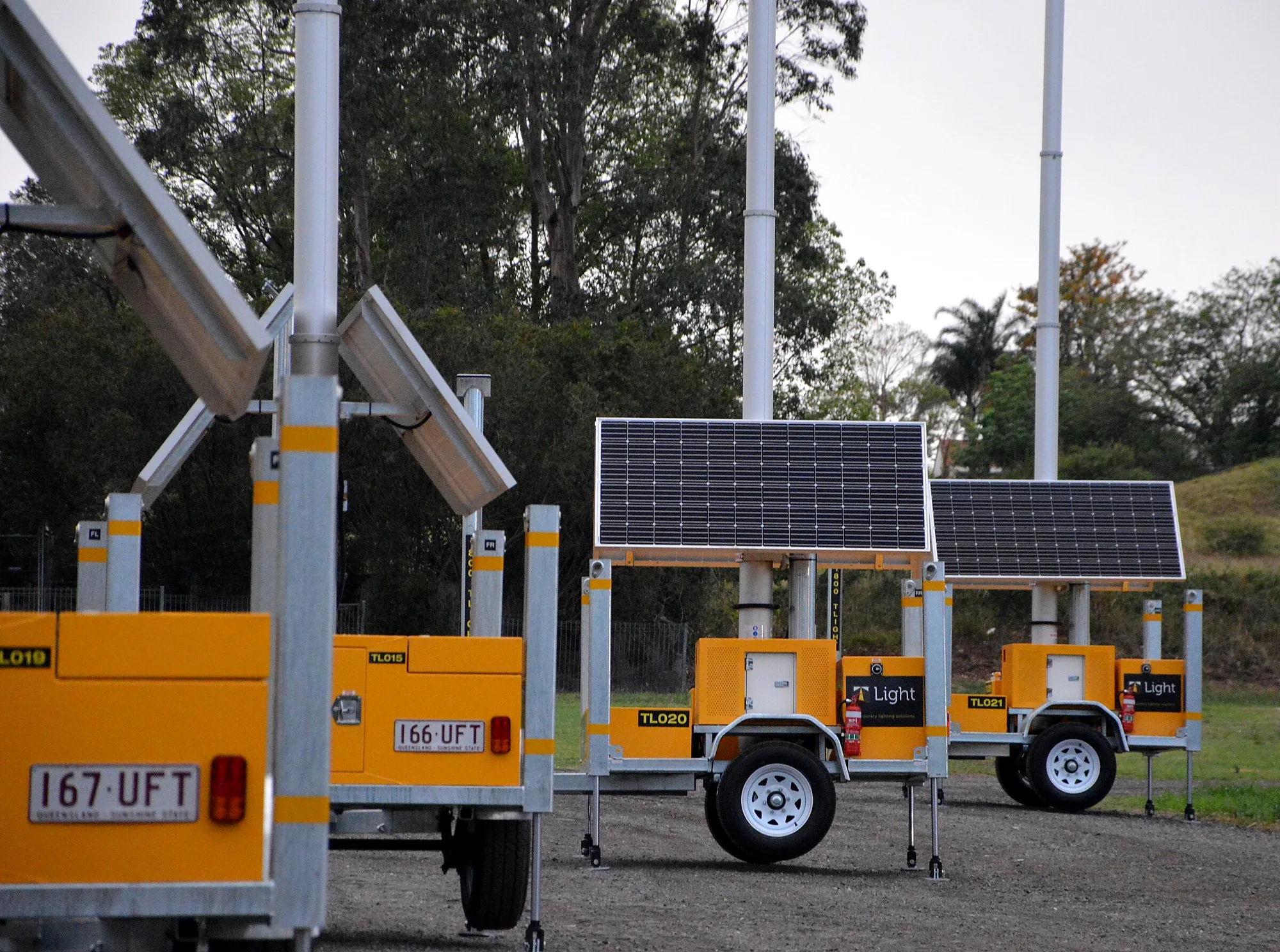 Three T Light solar lighting units on site